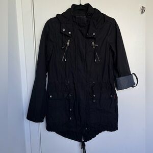 Levi's Womens Black Lightweight Cotton Hooded Anorak Jacket Size XS